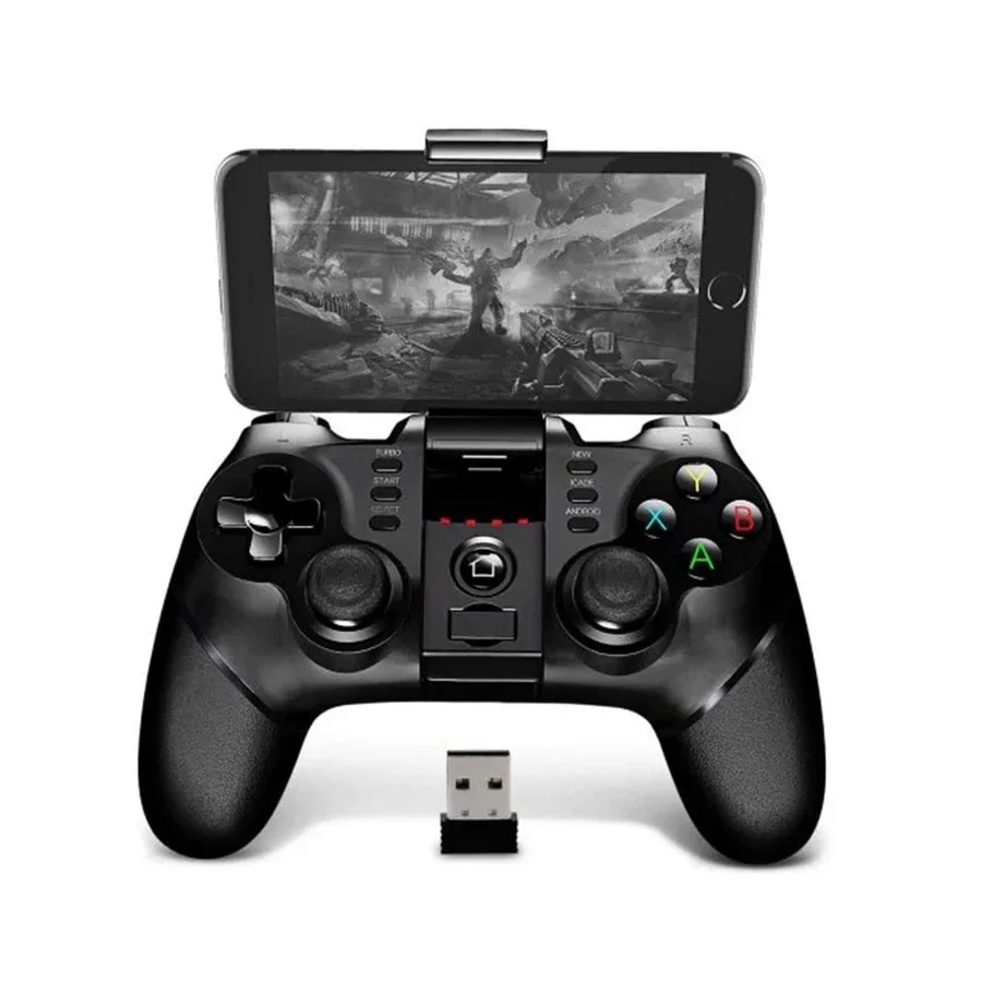 Controle Bluetooth com suporte para celular e receptor USB