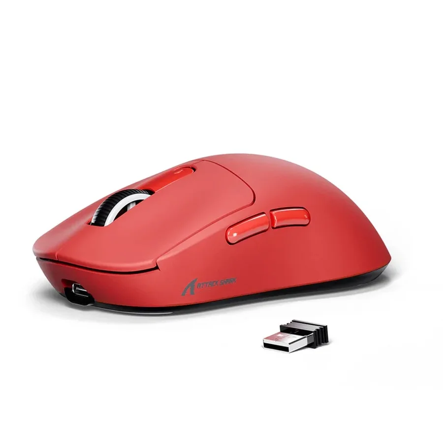 Mouse gamer sem fio Attack Shark vermelho
