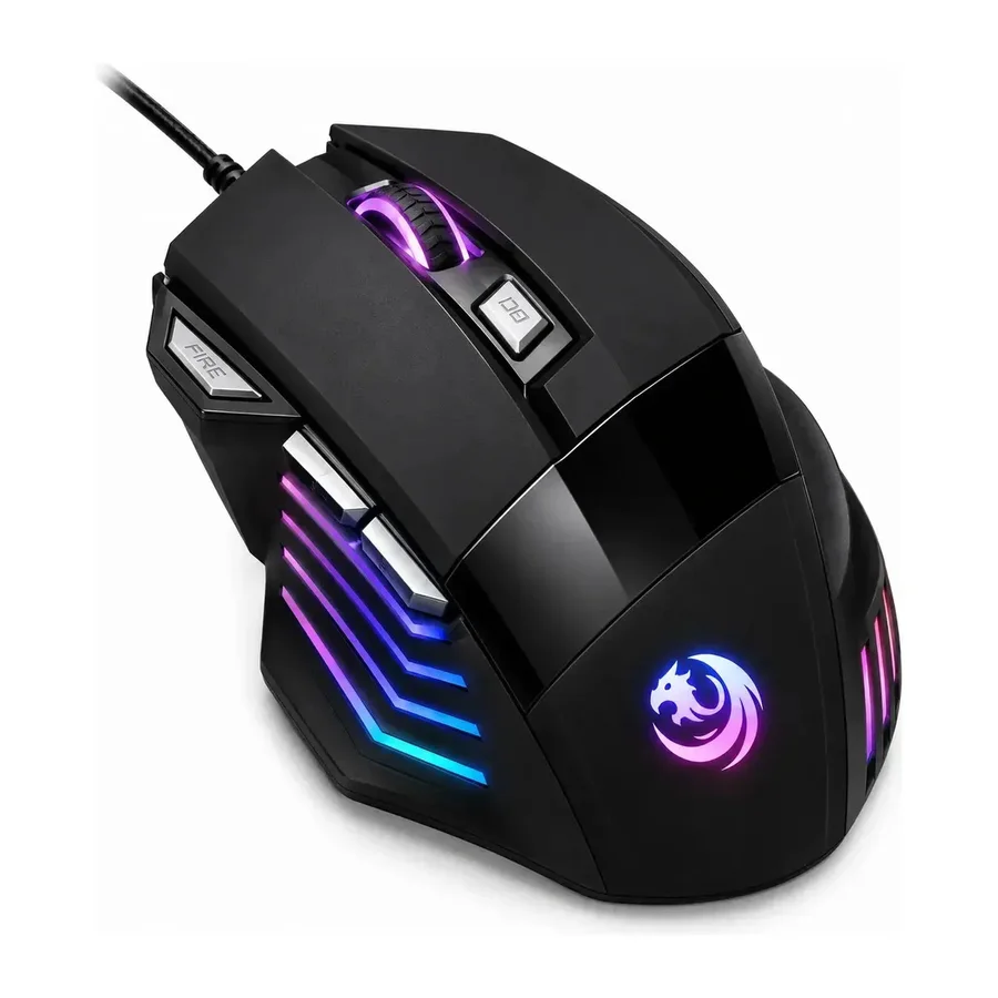 Mouse gamer com fio RGB e botão Fire