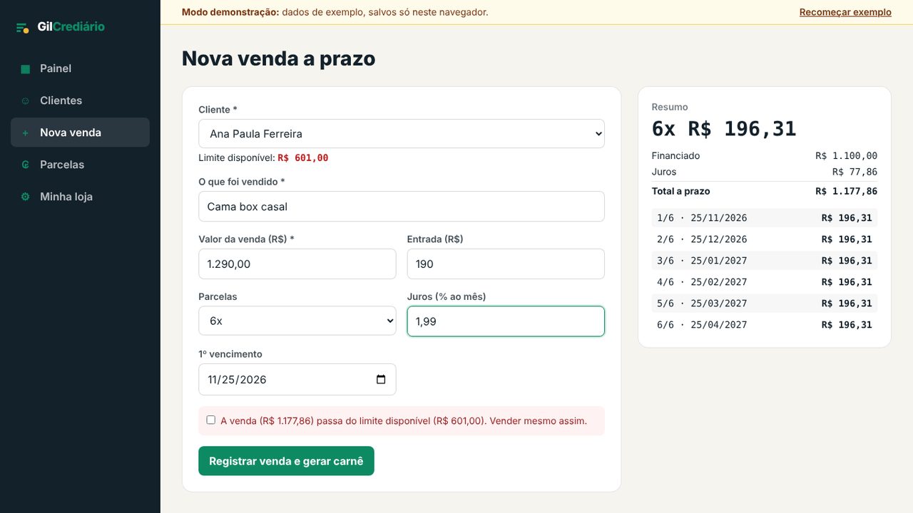 Tela do GilCrediário